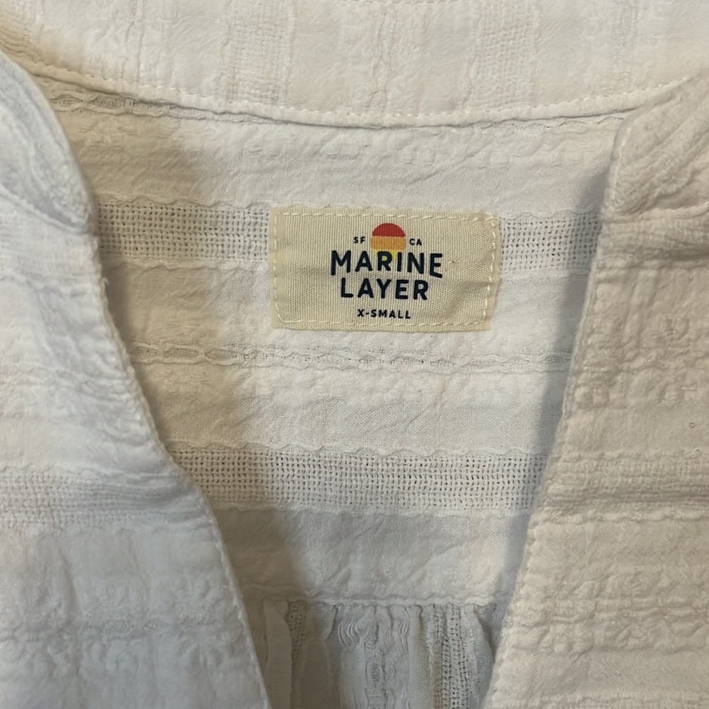 Marine Layer Cream Short Sleeve Swim Coverup Dress - Picture 6 of 7